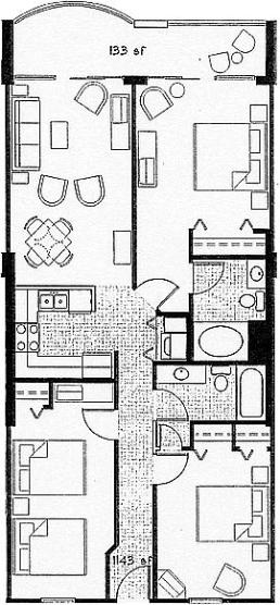 3 Bedroom condo Occupies up to 10 Guests - 2 King Size Beds - 2 Queen Size Beds - 1 Queen Sleeper Sofa in Living room