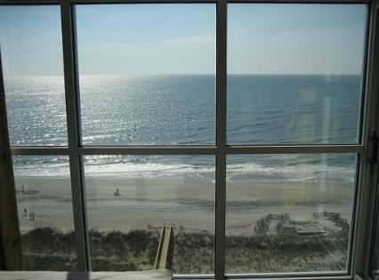 Ocean Front View From the Master Bedroom with floor to ceiling glass at Dunes Village Myrtle Beach
